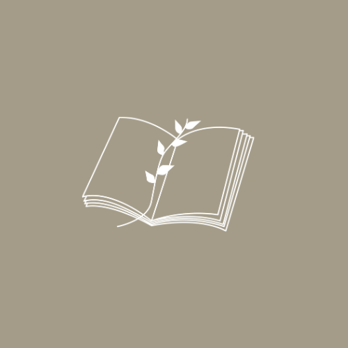 a white outline of an open book on a neutral green background